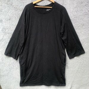 Eileen Fisher Link Shirt Dress Women L Black Pocket Stretch lagenlook riding